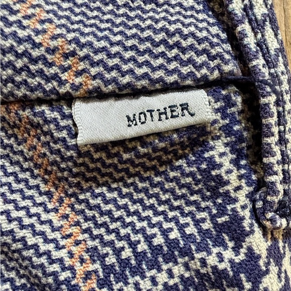 Mother Jeans 28 The Shaker Prep Fray Pant Blue Red Plaid Track Stripe Trouser - Picture 4 of 8